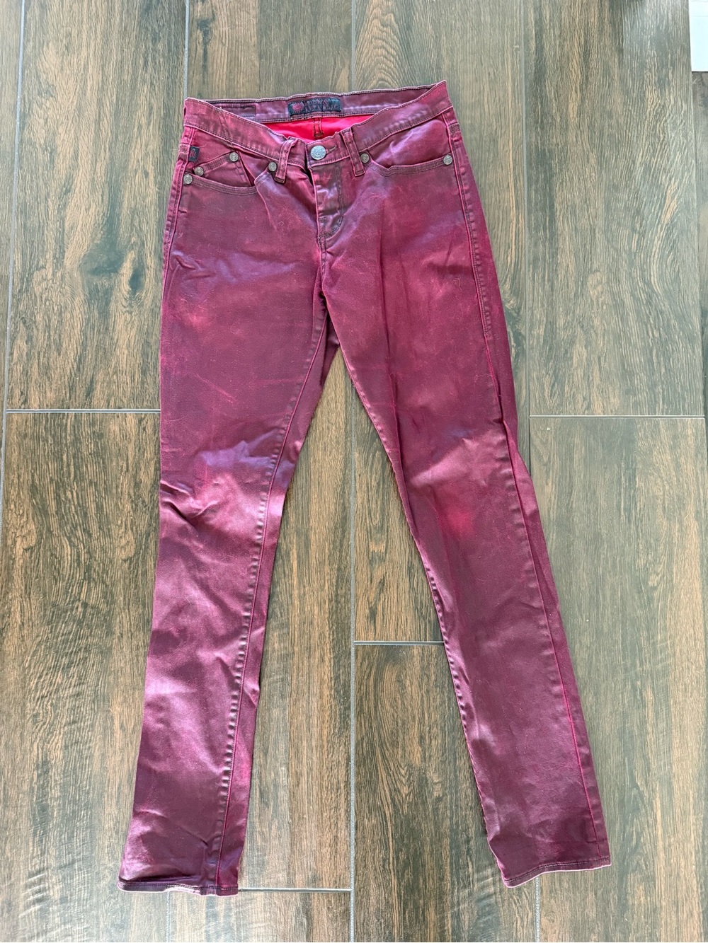 Rock & Republic Deep Burgundy Jeans with Metallic Sheen